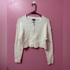 Wild Fable Women's Size M Zip Front Cropped Cardigan White